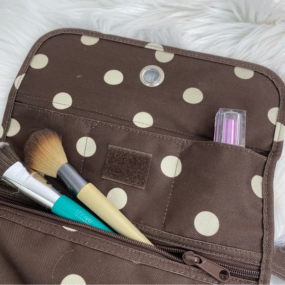 Reisenthel Hanging Brown Polka Dot Wrap Cosmetic Toiletry Travel Bag - Picture 5 of 10